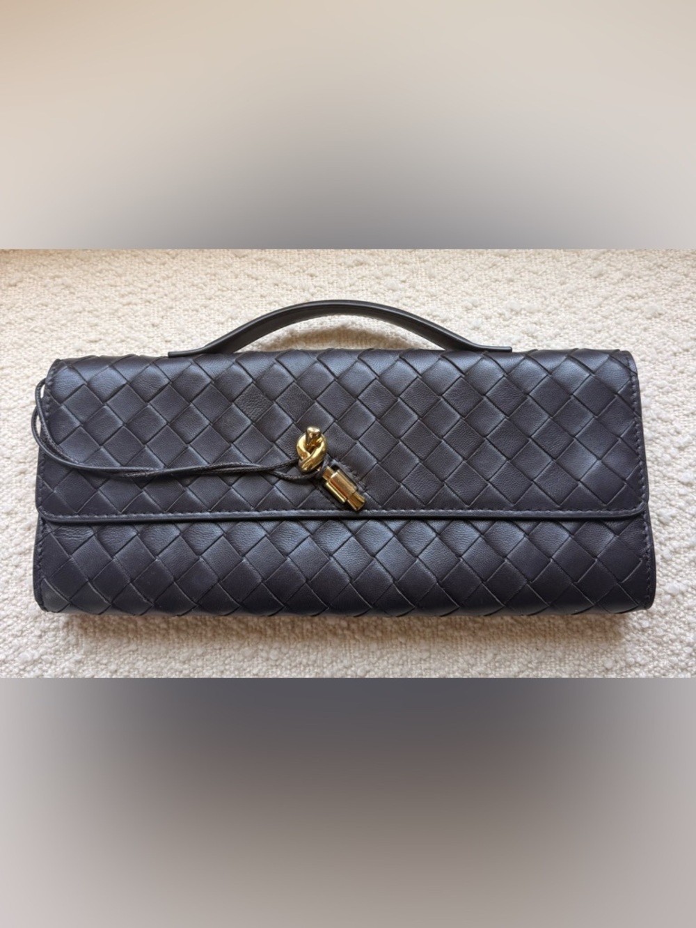 Bottega Veneta Andiamo Clutch Brown with Gold Hardware